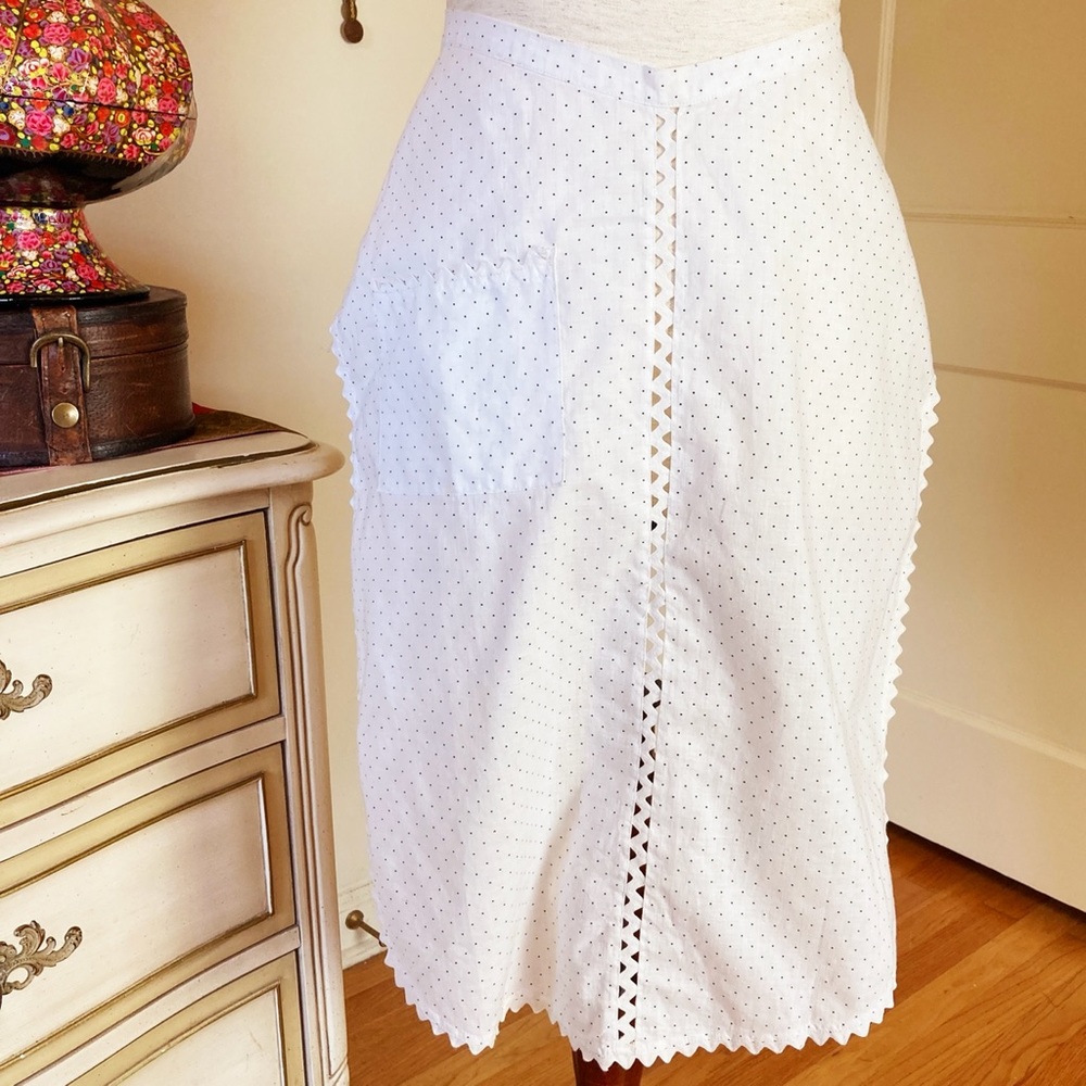 Vintage White & Black Polka Dot Apron Sz M/L - Picture 1 of 7